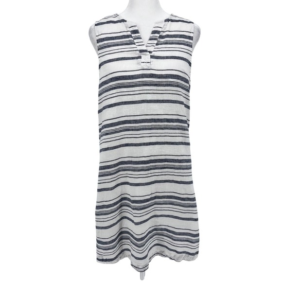 beachlunchlounge Dresses & Skirts - BeachLunchLounge Striped Shift Dress Womens XS White Navy Linen Blend Coastal